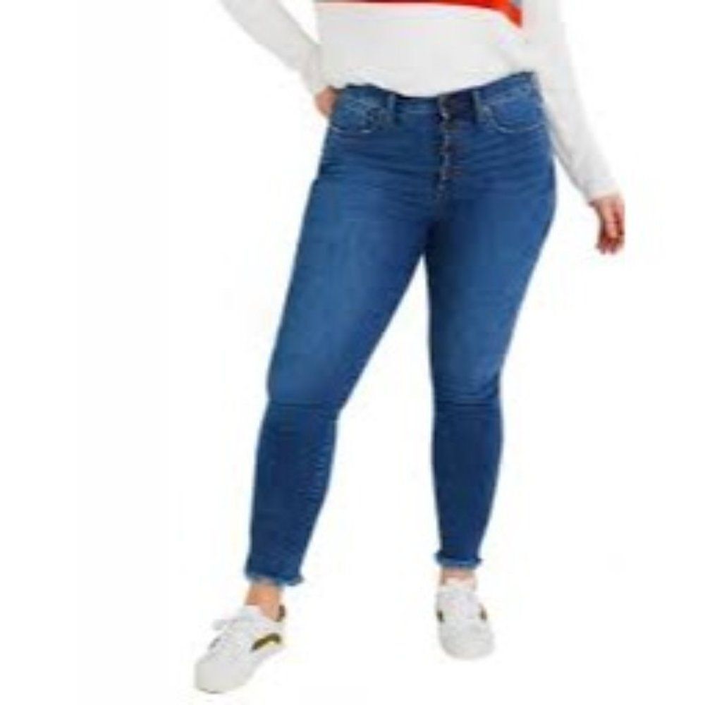 A2 Jeans Womens Blue High Rise Medium Wash Stretch Denim Skinny Jeans Size 22+